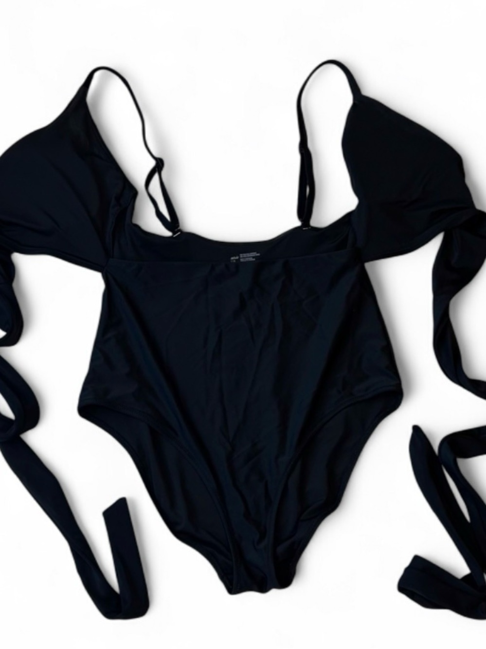 aerie Black One-Piece Swimsuit with Front Tie L, With Pads. - Picture 4 of 7